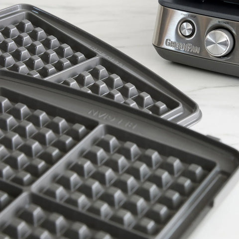 GreenPan 4-Square Waffle Maker with Removable Plates