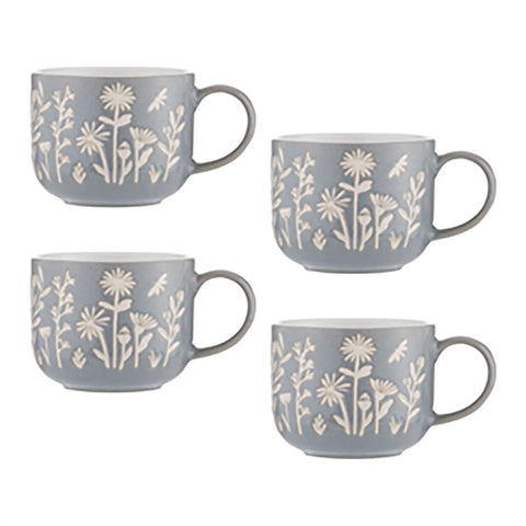 Mason Cash In the Meadow Blue Daisy Mug, Set of 4