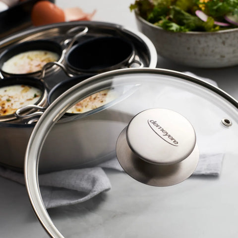 Demeyere Resto3 Stainless Steel Ceramic Nonstick 4-Cup Egg Poacher Set