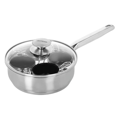 Demeyere Resto3 Stainless Steel Ceramic Nonstick 4-Cup Egg Poacher Set