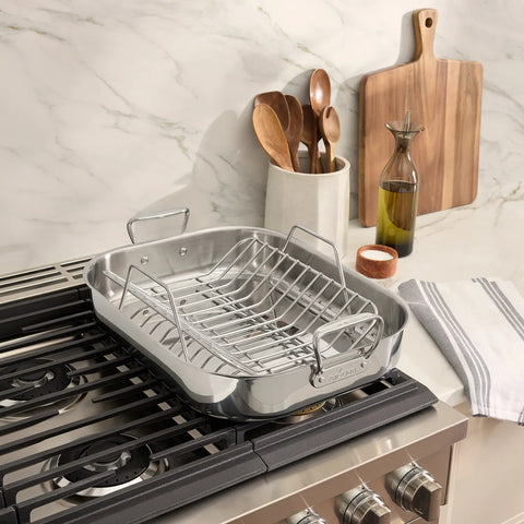 All-Clad Stainless Steel Roaster with Stainless Steel Rack, 14"x18"