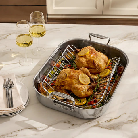 All-Clad Stainless Steel Roaster with Stainless Steel Rack, 14"x18"