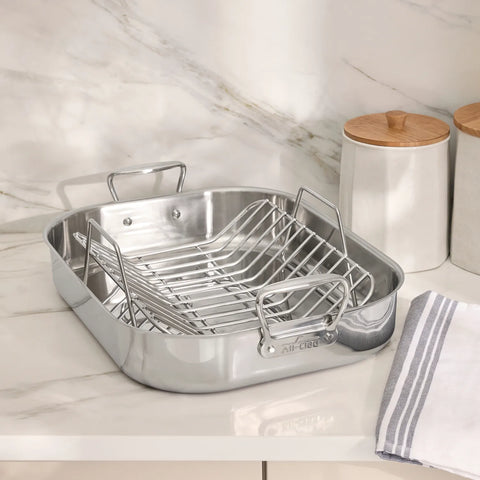 All-Clad Stainless Steel Roaster with Stainless Steel Rack, 14"x18"