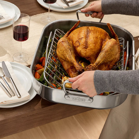 All-Clad Stainless Steel Roaster with Stainless Steel Rack, 14"x18"