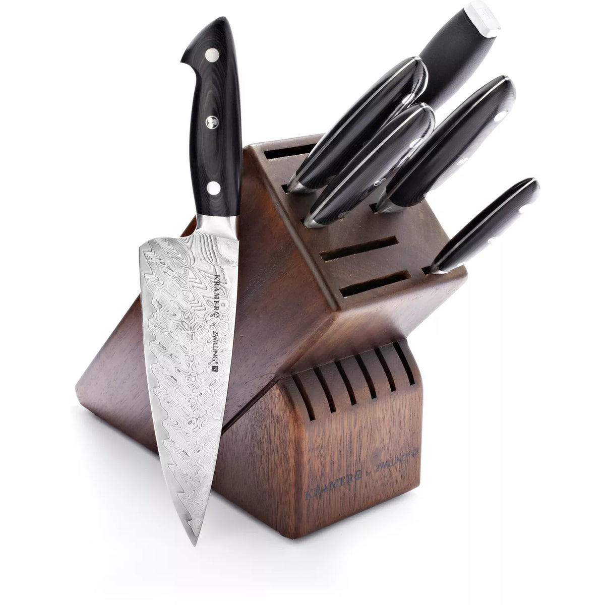 Bob Kramer Stainless Damascus 7-Piece Block Set by Zwilling J.A. Henckels