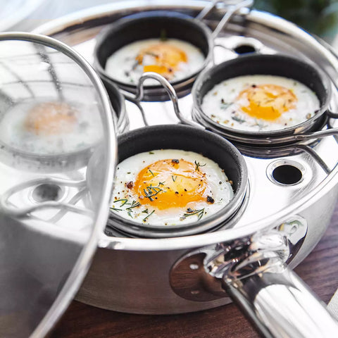 Demeyere Resto3 4-Cup Stainless Steel Egg Poacher Set