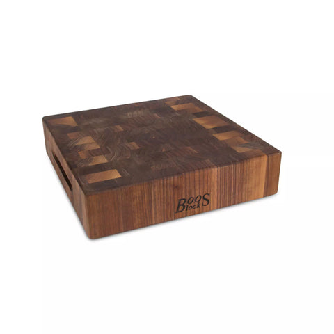 John Boos Walnut End-Grain Reversible Square Chopping Block, 12" x 12" x 3"