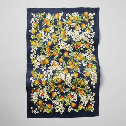 Sur La Table Orange Blossoms Linen Kitchen Towel