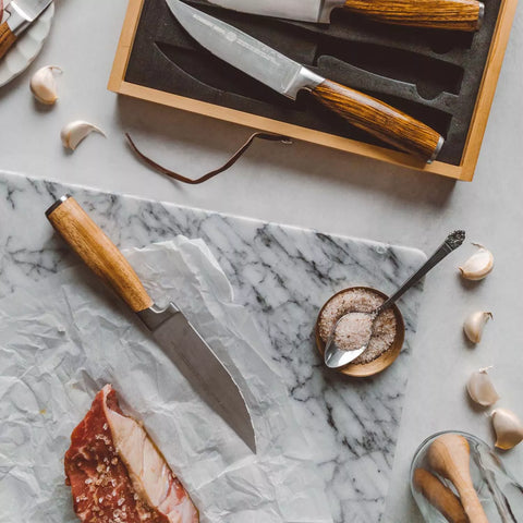 Schmidt Brothers Cutlery Zebra Wood Jumbo Steak Knives, Set of 4
