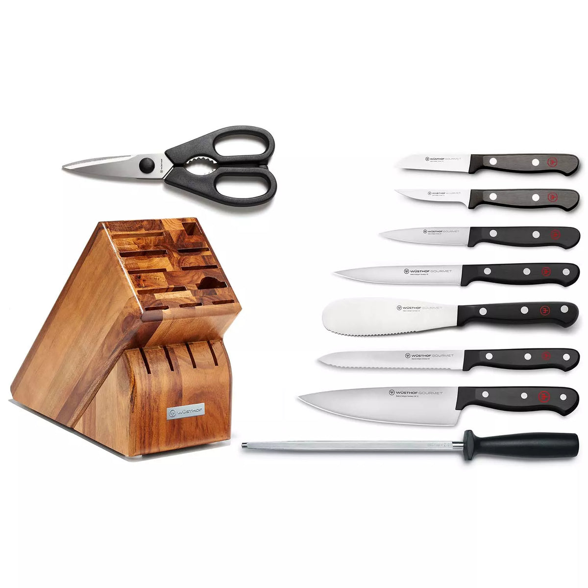 Wüsthof Gourmet 10-Piece Starter Block Set, Natural