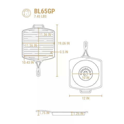 Lodge Blacklock Square Grill Pan, 12"