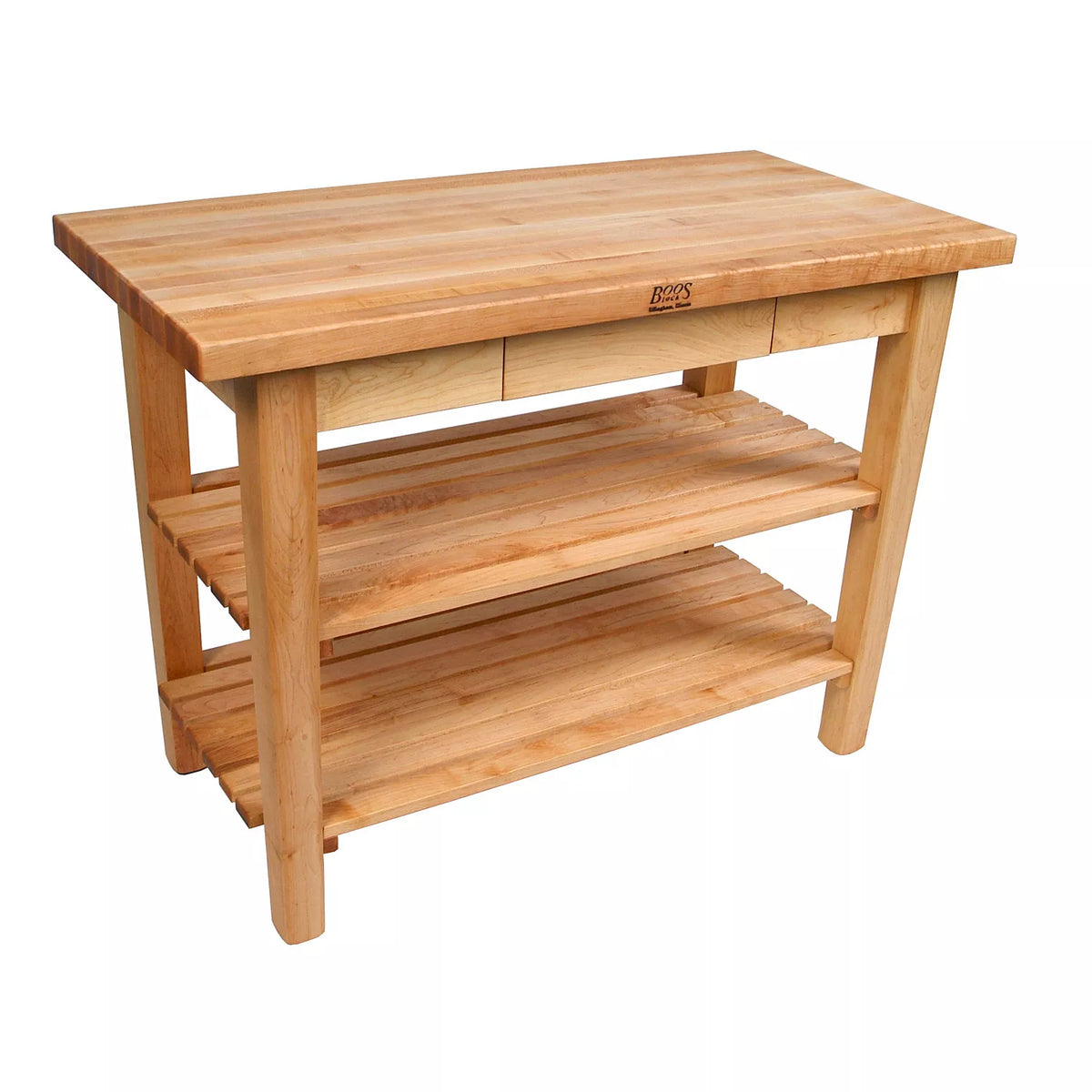 John Boos Cherry Country Work Table, Two Shelves