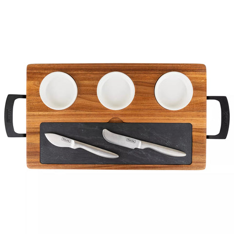 Viking Acacia and Slate Cheese Board, Set of 7