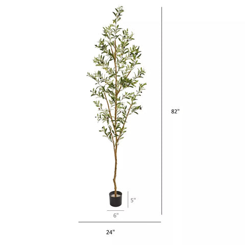Nearly Natural Olive Silk Tree, 82"