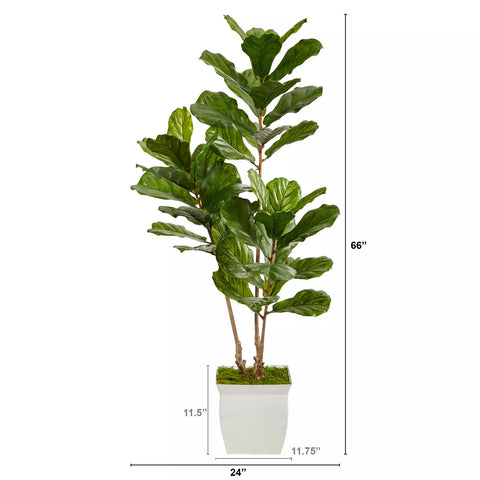 Nearly Natural UV-Resistant Fiddle Leaf Silk Tree, 5.5'