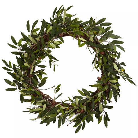 Nearly Natural Faux Olive Wreath, 20"