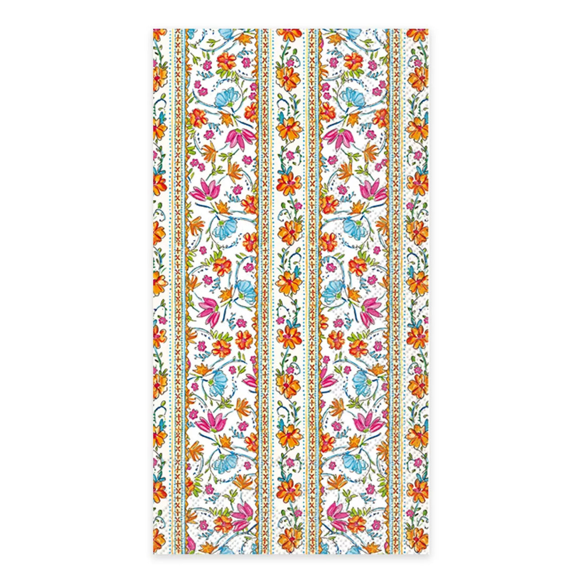 Boston International Block Print Floral Guest Napkins, Set of 15