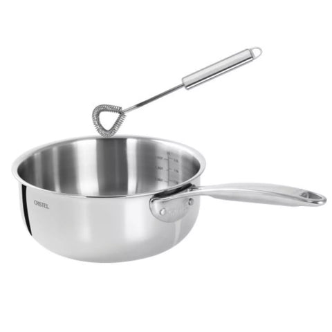 Cristel Castel'Pro Ultraply Saucepan with Whisk, 0.9 qt.