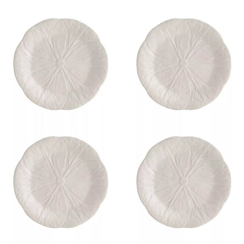 Bordallo Pinheiro Cabbage Beige Dessert Plates, Set of 4