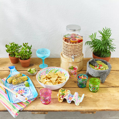 Sur La Table Floral Double Old-Fashioned Outdoor Glasses, Set of 4