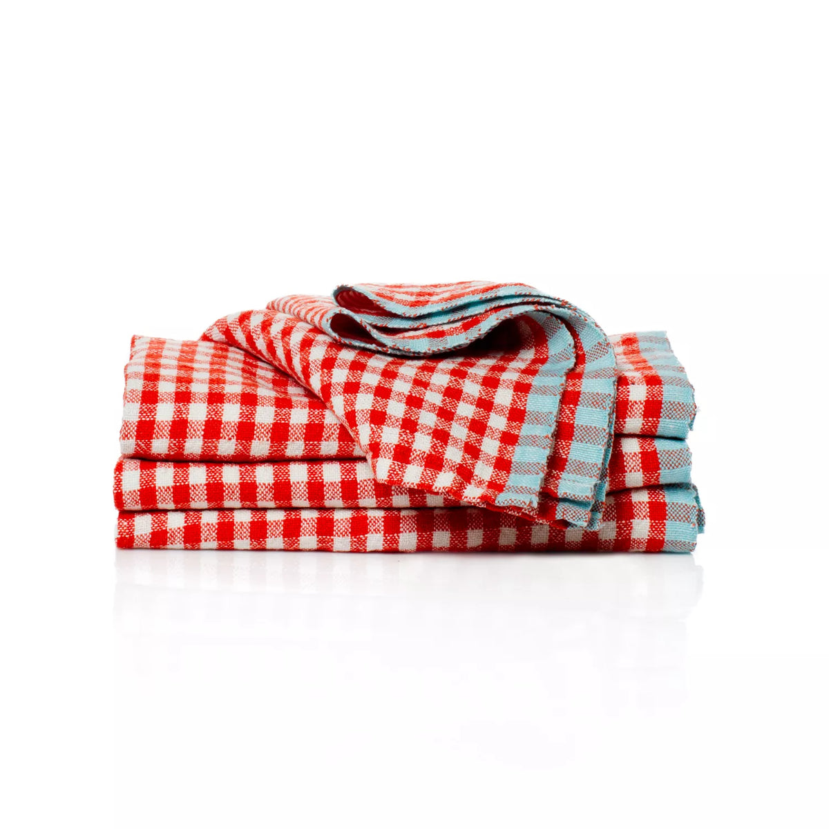 Caravan Two-Tone Check Linen Napkins, Set of 4