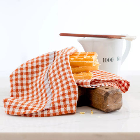 Caravan Two-Tone Check Linen Napkins, Set of 4