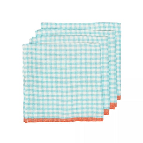 Caravan Two-Tone Check Linen Napkins, Set of 4