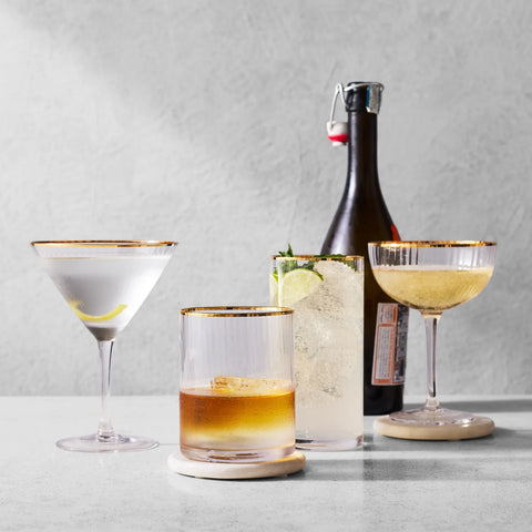 Sur La Table Optic Gold Rim Double Old-Fashioned Glass