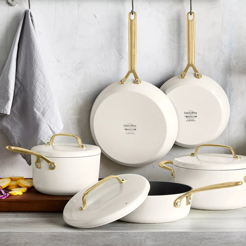 GreenPan GP5 11-Piece Cookware Set with Champagne Handles