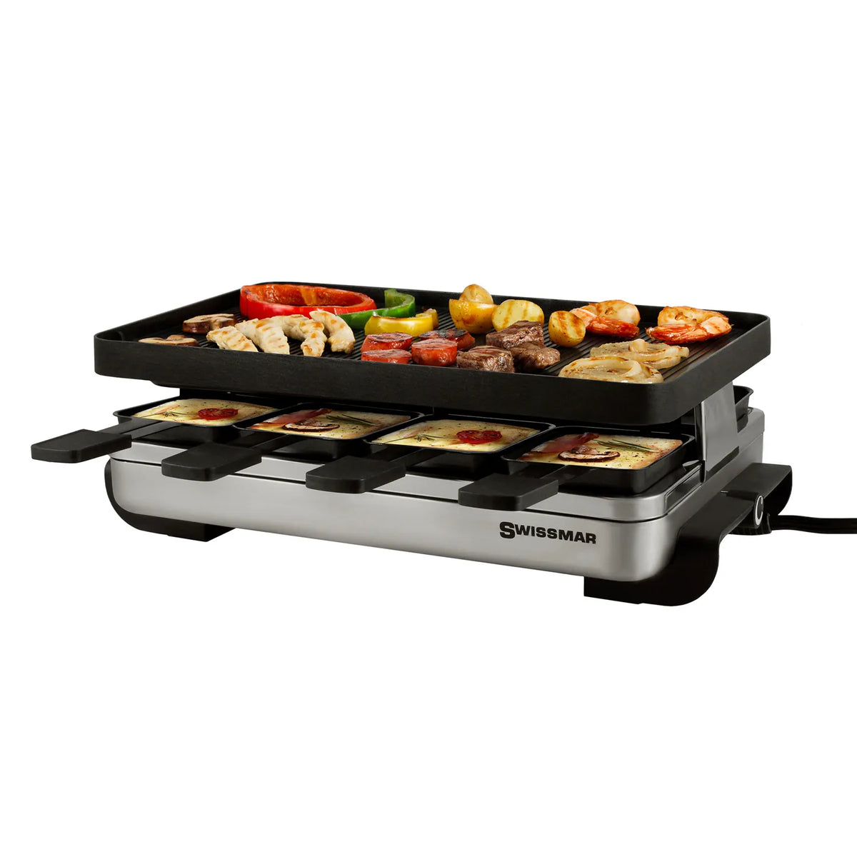 Swissmar Stelvio Raclette Party Grill with Reversible Cast Aluminum Grill Plate