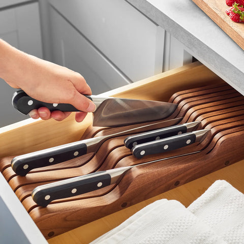 Sur La Table Walnut Drawer Knife Block