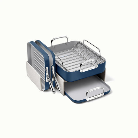 Caraway Ceramic Nonstick Squareware 5-Piece Cookware Set with Bonus Storage