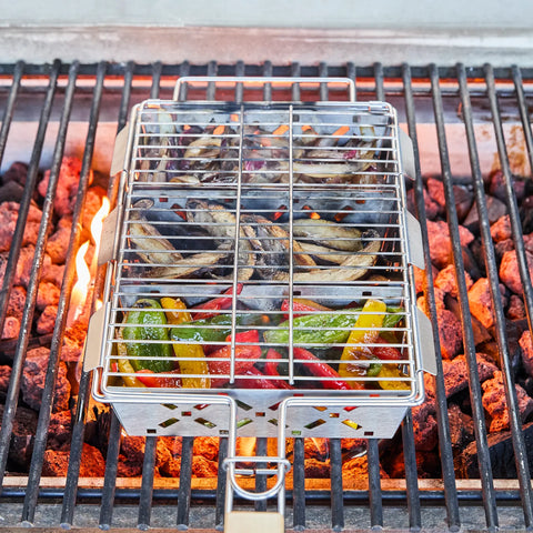 Sur La Table Stainless Steel Grill Baskets with Wooden Trivet