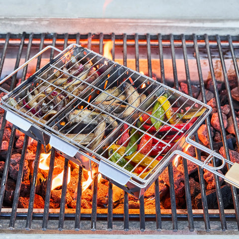 Sur La Table Stainless Steel Grill Baskets with Wooden Trivet