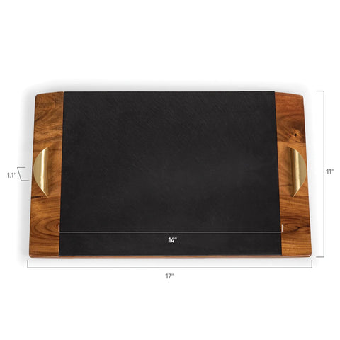 Picnic Time Covina Acacia Wood & Slate Serving Tray