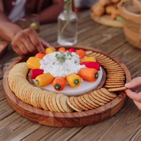 Picnic Time Acacia Wood Isla Serving Platter w/ Marble Insert