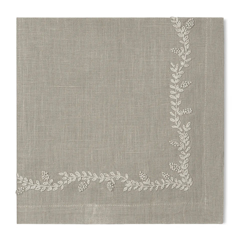 Henry Handwork Prism Vine Embroidered Linen Napkins, Set of 4