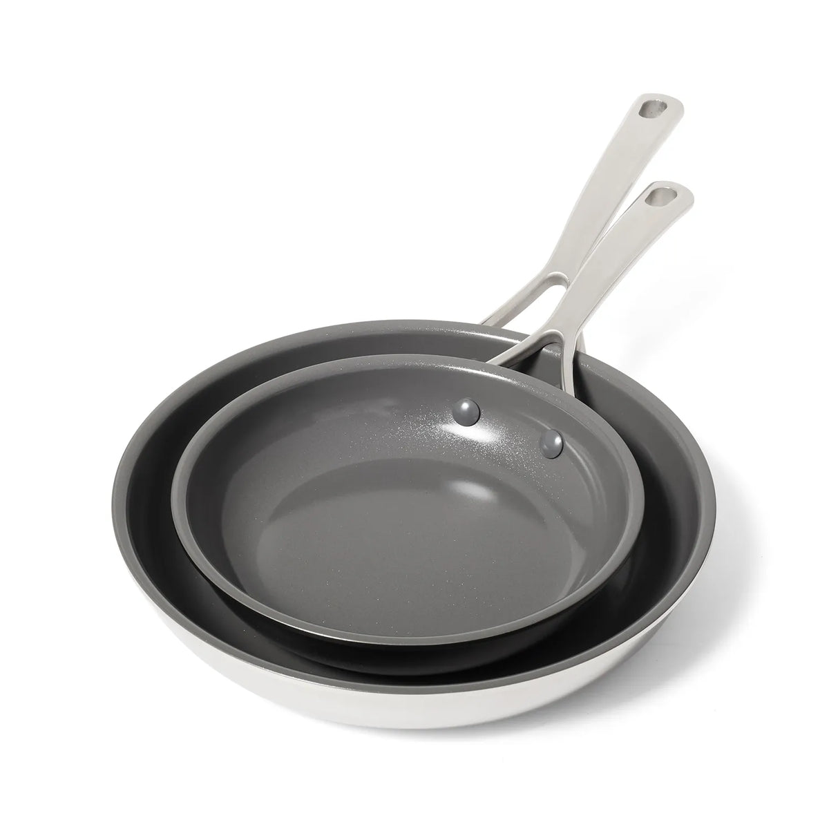 Sur La Table Classic 5-Ply Stainless Steel Skillet Ceramic Nonstick Set of 2, 8" & 10"