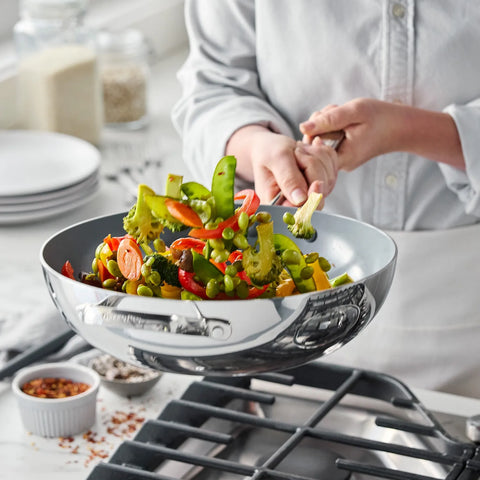 GreenPan Stainless Steel Valencia Pro Ceramic Nonstick Wok w/ Lid, 12"