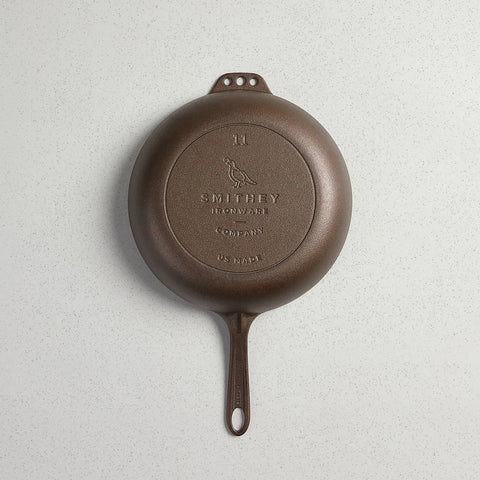 Smithey Polished Cast Iron Deep Skillet with Lid, 11"