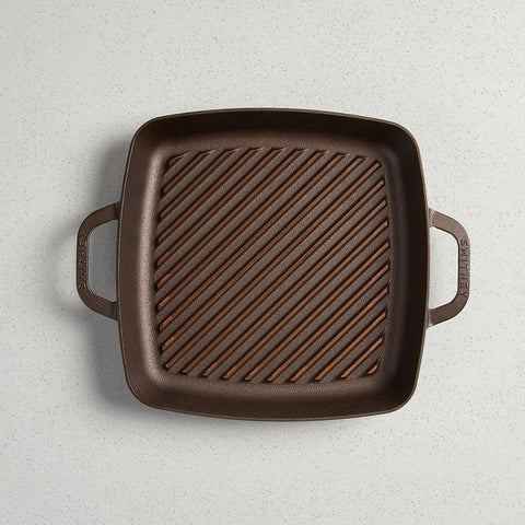 Smithey Polished Cast Iron Square Grill Pan, 12"