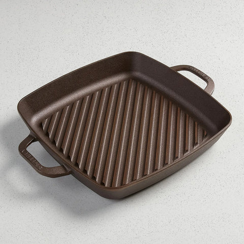 Smithey Polished Cast Iron Square Grill Pan, 12"