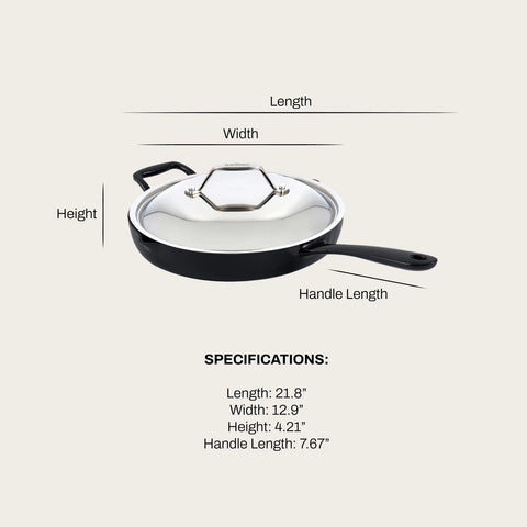 All-Clad Enameled Cast Iron Skillet with Lid, 12"