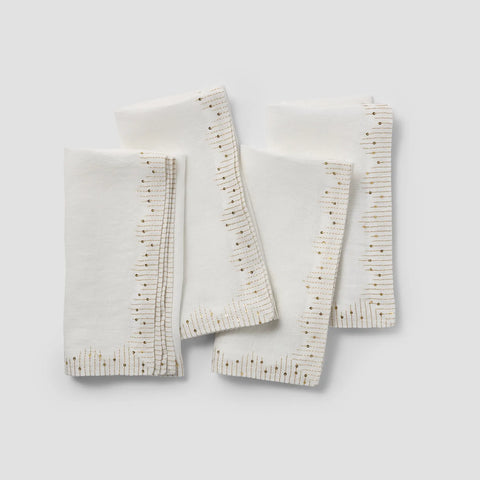 Sur La Table Beaded Linen Napkins, Set of 4