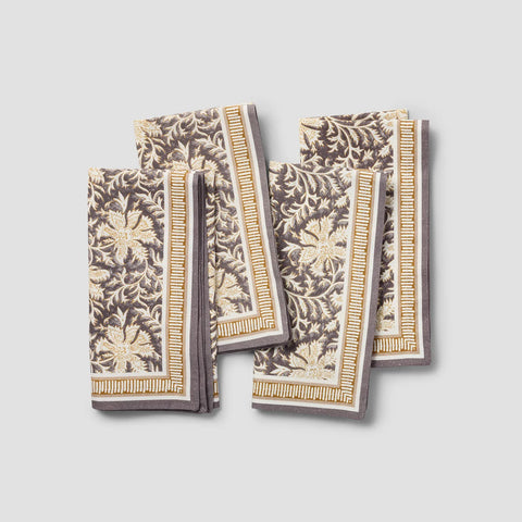 Sur La Table Charcoal Floral Napkins, Set of 4
