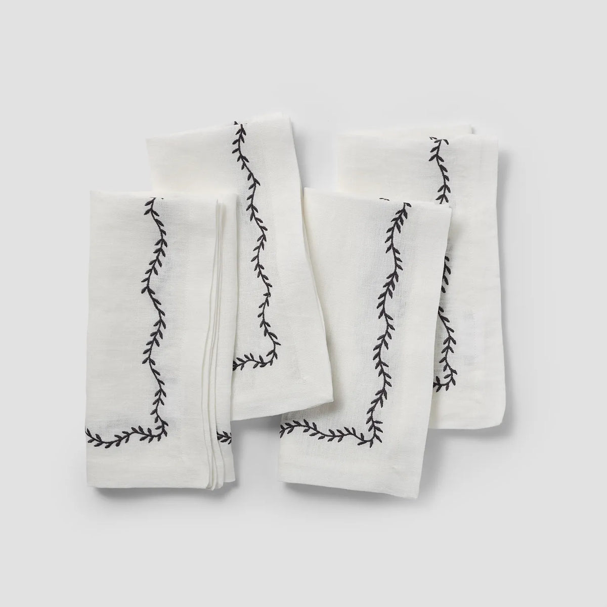 Sur La Table Embroidered Vine Linen Napkins, Set of 4