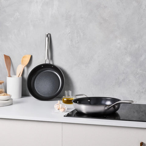 Le Creuset Essential Stainless Steel Ceramic Nonstick Skillet Set, 9.5" & 11"