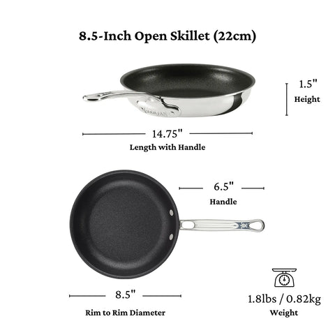 Hestan ProBond Luxe Stainless Steel TITUM™ Nonstick Set of 2 Skillets, 8.5" & 11"