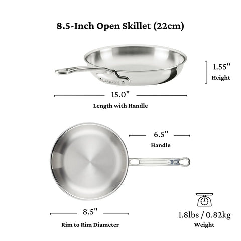 Hestan ProBond Luxe Stainless Steel Set of 3 Skillets, 8.5", 11", & 12.5"
