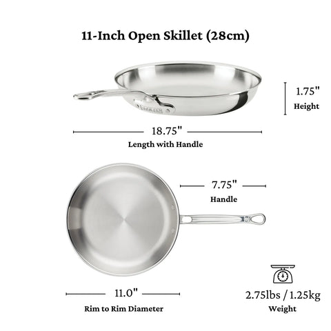 Hestan ProBond Luxe Stainless Steel Set of 3 Skillets, 8.5", 11", & 12.5"